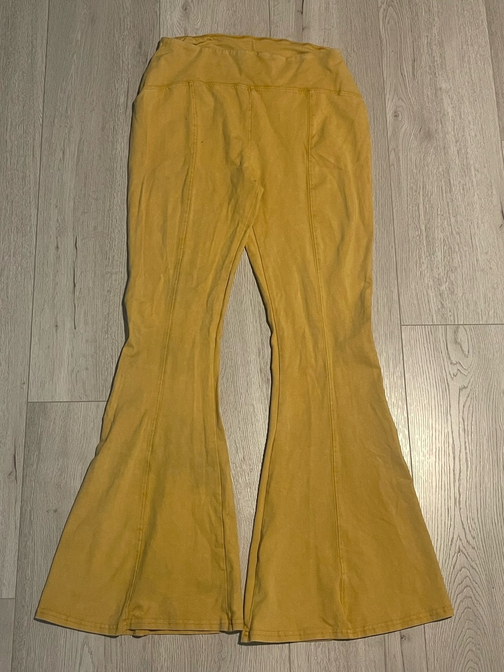 Urban Outfitters Aria Flared Leggings - Mustard Yellow Cotton Pants